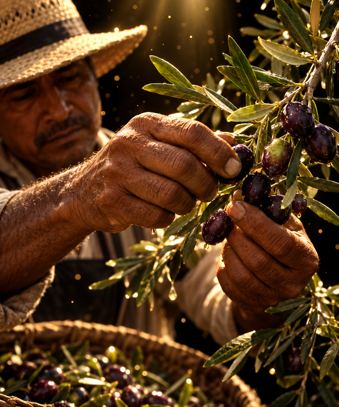 Cosecha manual de aceitunas Valle Santo