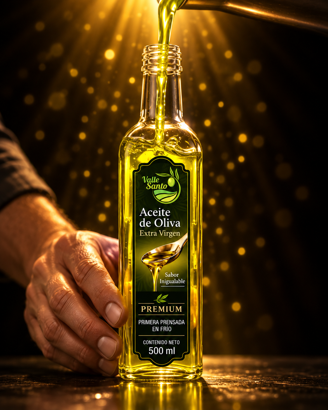 Embotellado del aceite extra virgen Valle Santo